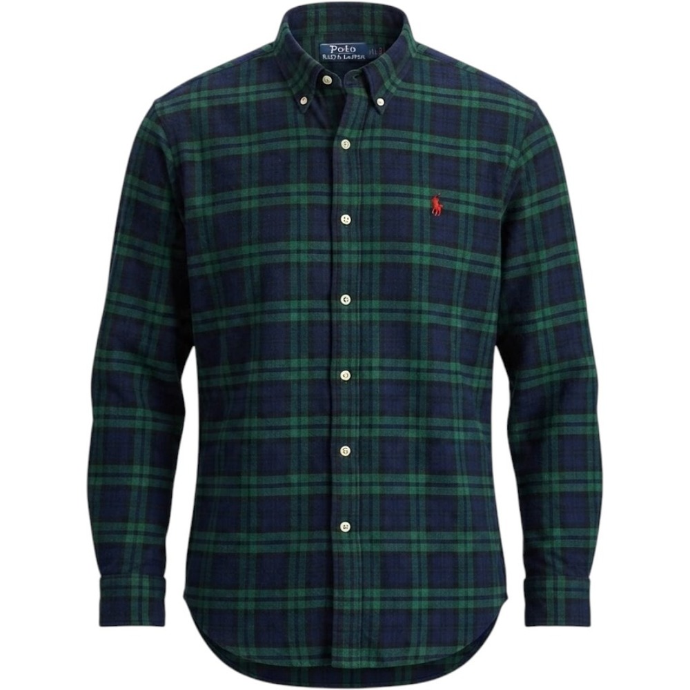 Polo Ralph Lauren Button Down Shirt 100 MED/LG Blue Green Plaid